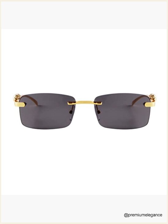 Retro Rimless Rectangle Sunglasses with UV Protection